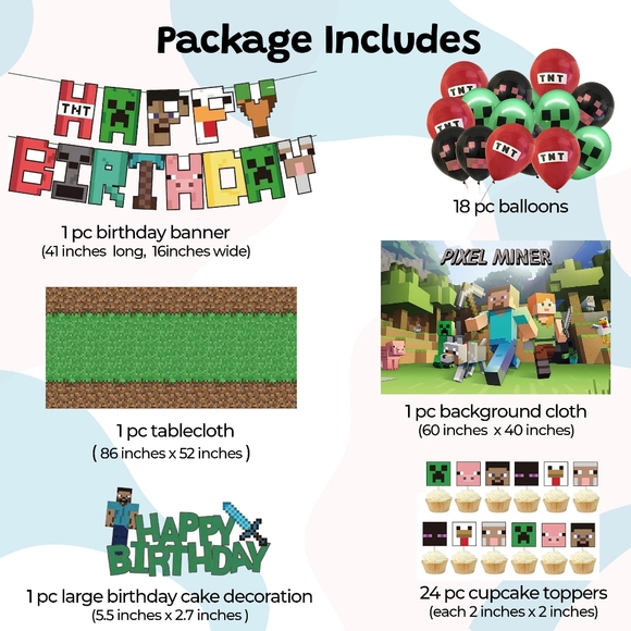 46pc Minecraft Party Decorations - Picture 2 of 2